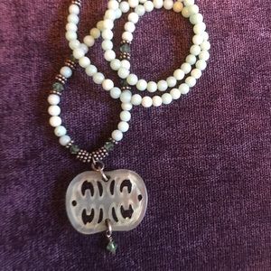 Vintage light blue beaded necklace